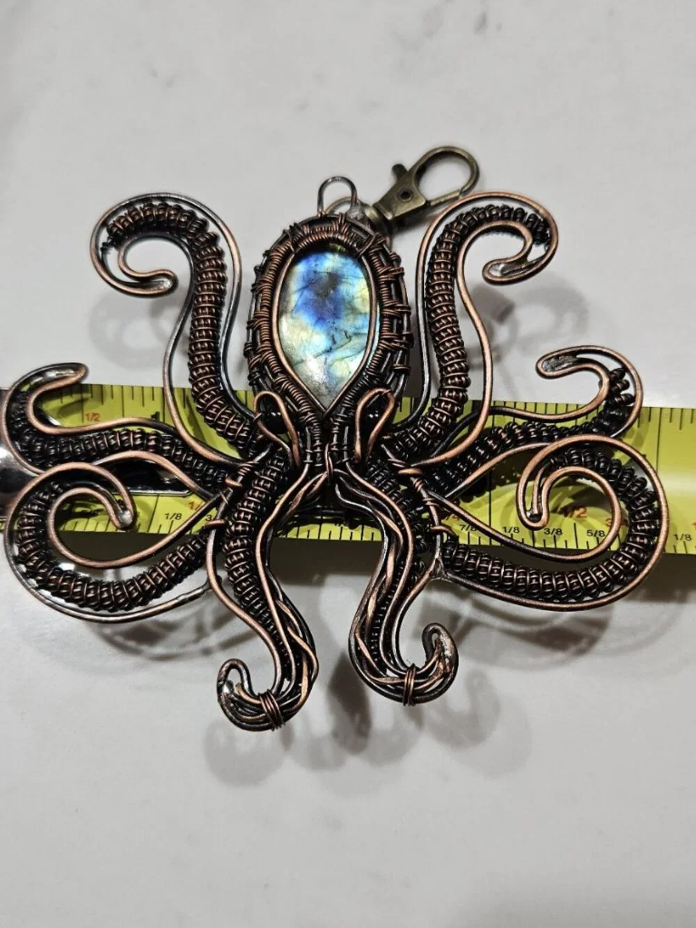 Hand-crafted Labradorite Octopus Charm/Pendant
